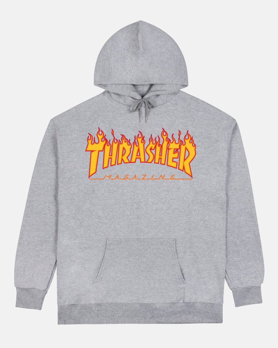 Thrasher - Polerón Canguro Flame Logo Grey | Lo Mejor del 2025 en Wallride  Skateshop
