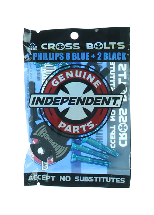 Independent - Pernos Cruz 1" Blue/Black incluye mini herramienta - Lo Mejor De Independent - Solo Por $6990! Compra Ahora En Wallride Skateshop