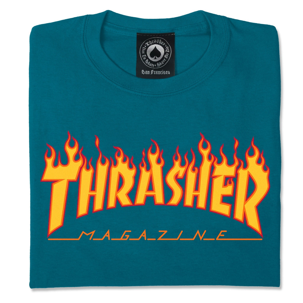 Thrasher - Polera Flame Logo Galapagos Blue