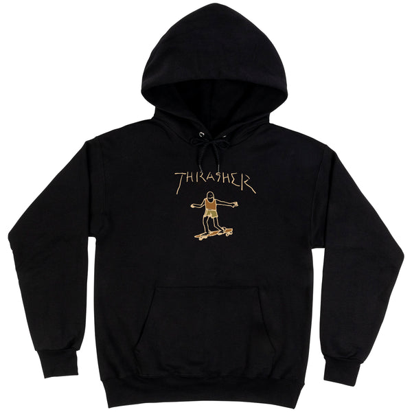 Thrasher - Poleron Canguro Gonz Logo V2 Black/Brown