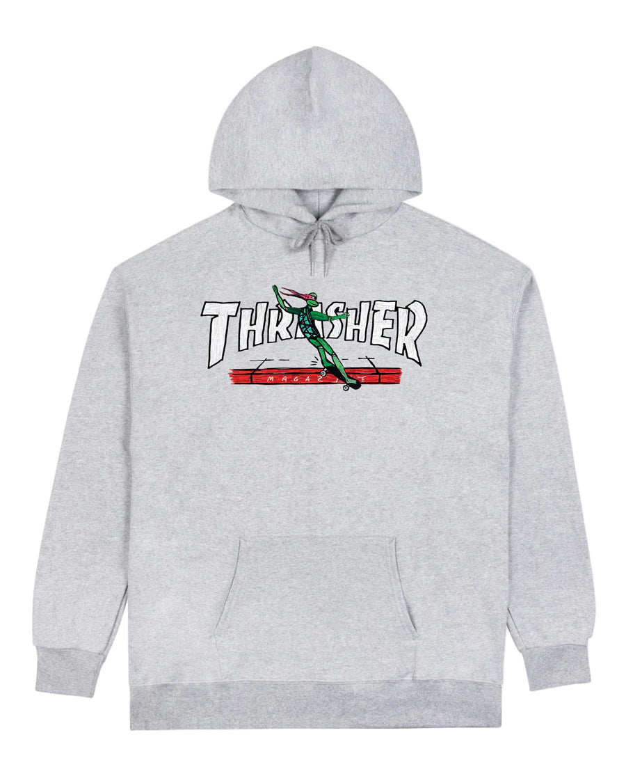 Thrasher - Poleron Canguro Red Curb By Lsd Worldpeace Ash Grey