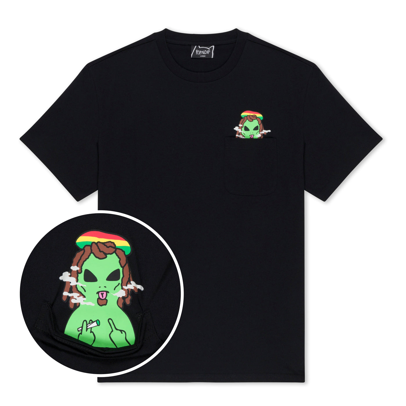 Ripndip - Polera Smoking Rasta Alien Pocket Black