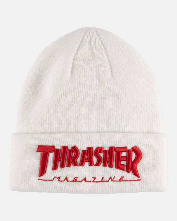 Thrasher - Gorro Beanie Embroidered Logo White/Red