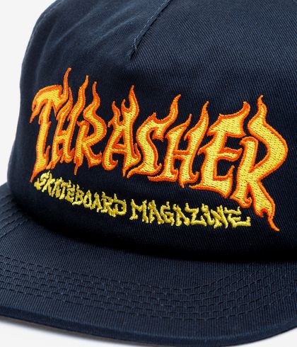 Thrasher - Gorro Snapback Fire Logo Navy Blue
