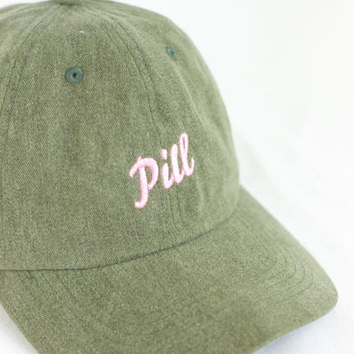 Pill - Gorro Dad hat Script Logo Military Green