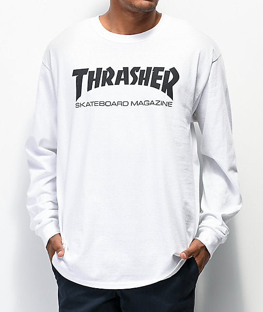 Thrasher - Polera Manga Larga Skate Mag White