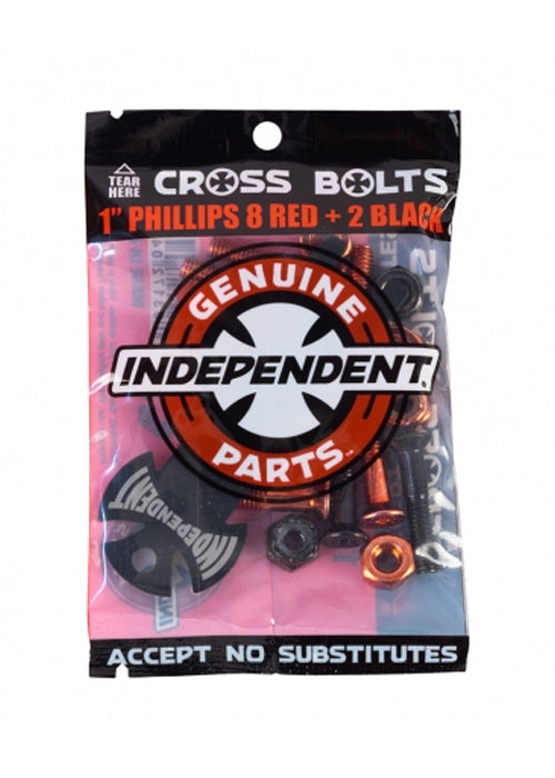 Independent - Pernos Cruz 1" Red/Black incluye mini herramienta - Lo Mejor De Independent - Solo Por $6990.0! Compra Ahora En Wallride Skateshop
