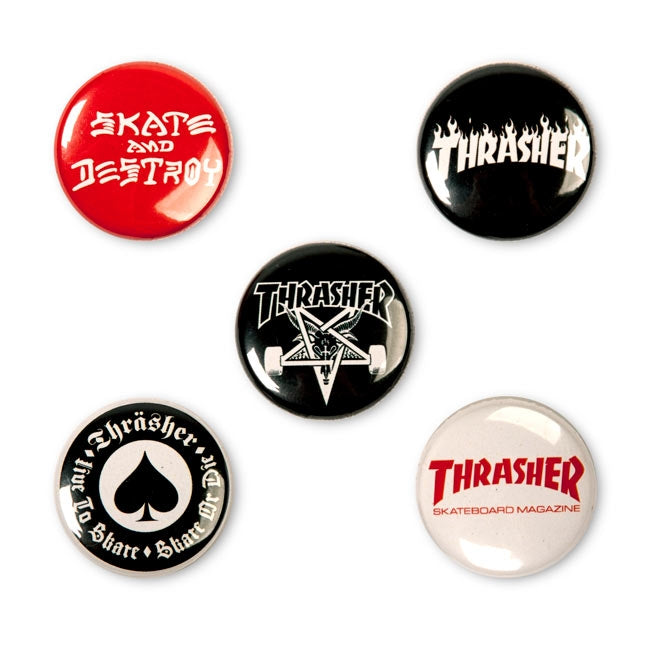 Thrasher - Pin logo buttons (Pack de 5) – Wallride Skateshop