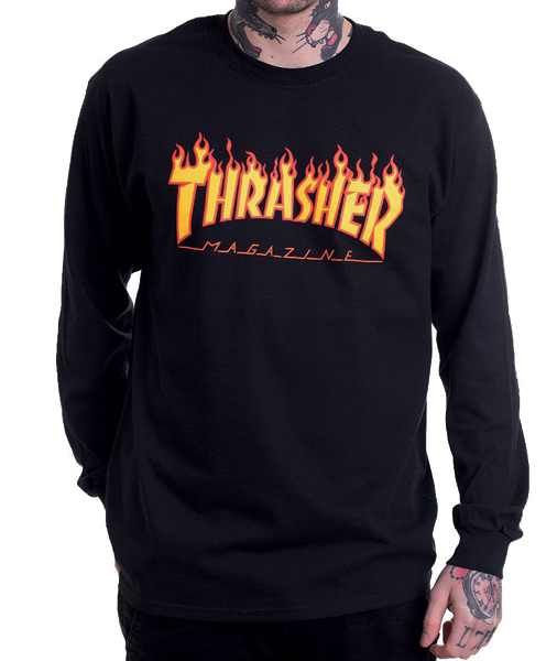 Thrasher - Polera Manga Larga Flame Black - Lo Mejor De Thrasher - Solo Por $29990! Compra Ahora En Wallride Skateshop