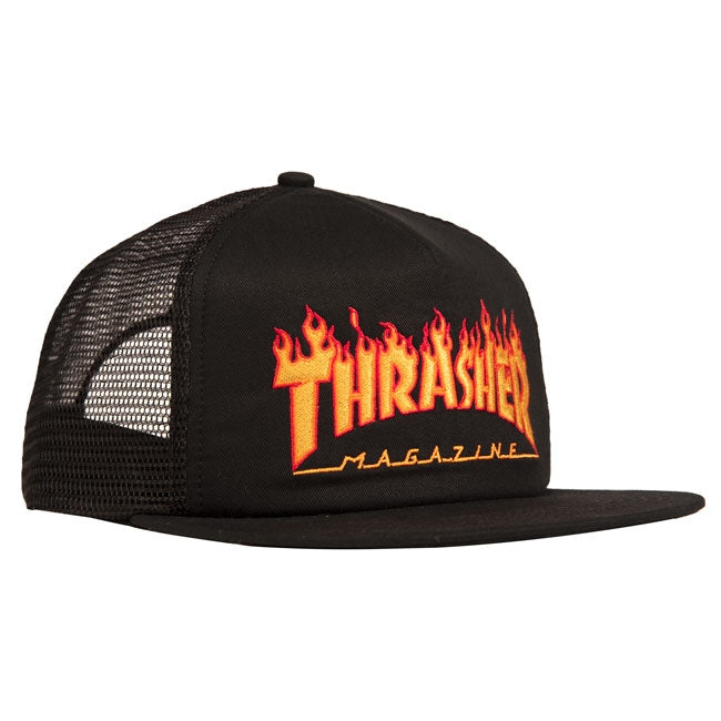 Thrasher - Gorro Trucker Flame Logo Black