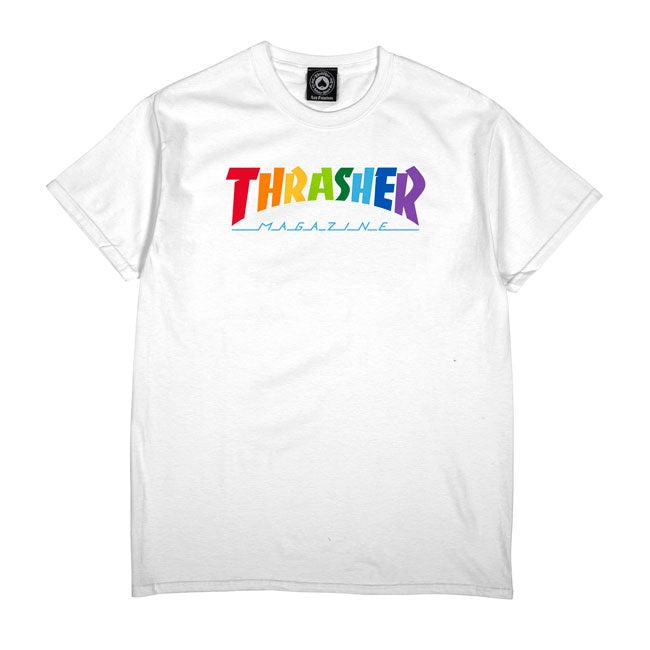 Thrasher - Polera Rainbow Mag White