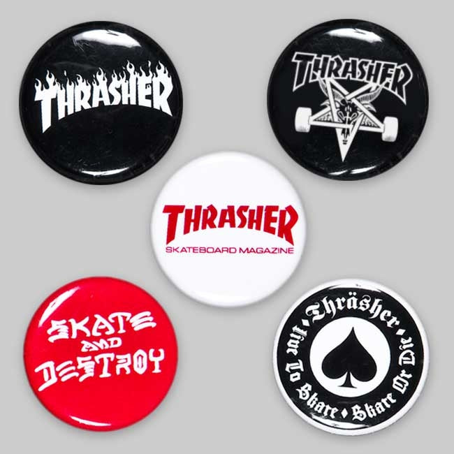 Thrasher - Pin logo buttons (Pack de 5) – Wallride Skateshop